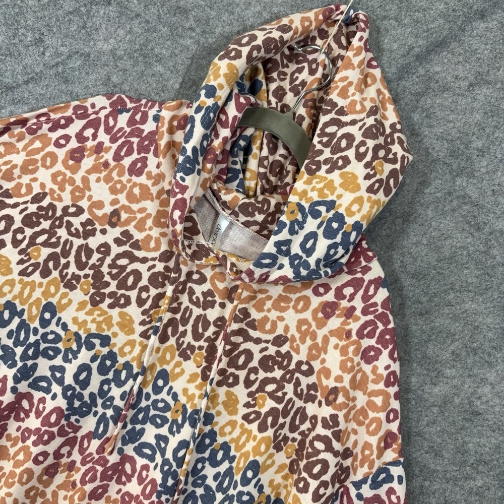 Dear Scarlett Hoodie Womens XL Multicolor Leopard Print Tunic Stretch NWT